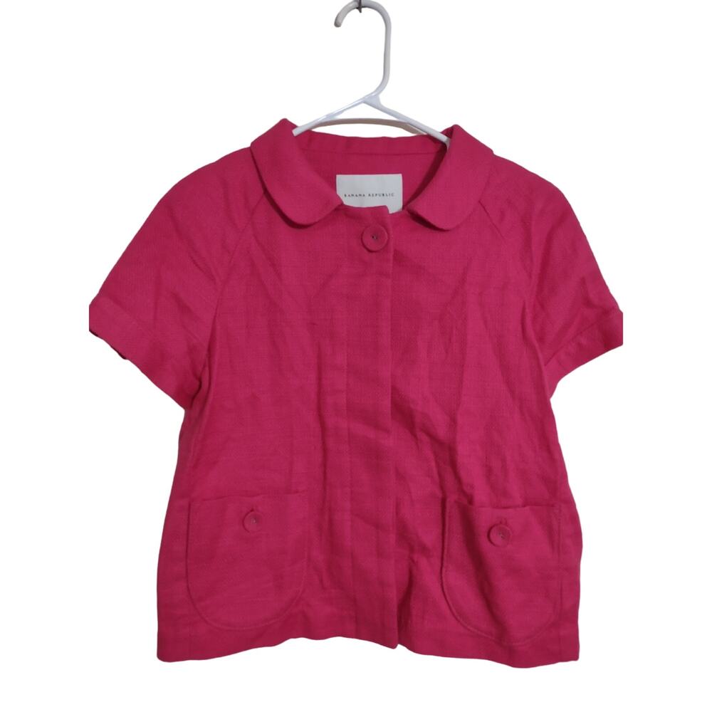 NWOT Banana republic Hot pink Gauzy Lightweight‎ button down top Size XS Preppy